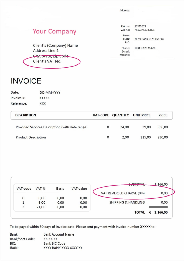 sample of dutch invoice